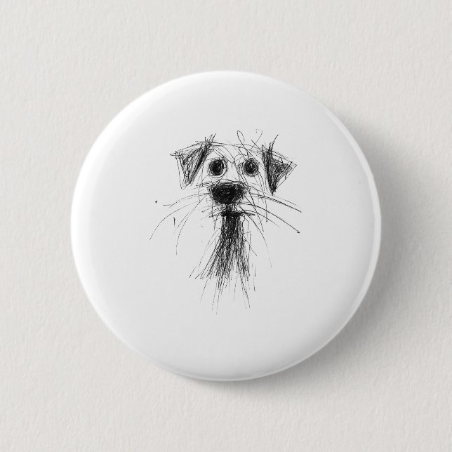 Hund älskare Abstrakt Scribble Art Cute Puppy Pupp Knapp (Framsida)