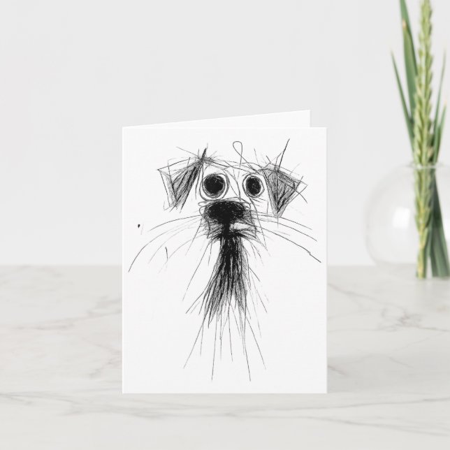 Hund älskare Abstrakt Scribble Art Cute Puppy Pupp Kort (Framsida)