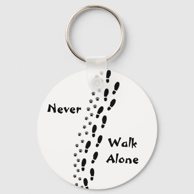 Hund älskare AldriWalk Alone Pawprint Keychain Nyckelring (Framsida)