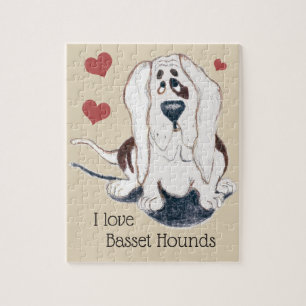 hund älskare älskar jag pussel för bassethundar