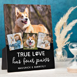 Hund älskare Anpassningsbar 4 Photo Collage Pet Äk<br><div class="desc">Äkta kärlek har fyra Tass! Fira din bästa vän med en unik anpassningsbar hund fotokollage plack och keepsaké. Överraska din favorit hund älskare, oavsett om det är en födelsedag, Mors dag, valentines day eller jul med det här söta fotot av kärlek hund ram. Detta Äkta kärlek med hund fotoplack för...</div>