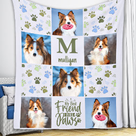 Hund älskare Anpassningsbar 6 Pet Photos Cute Paw  Fleecefilt