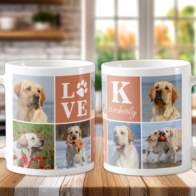 Hund älskare Anpassningsbar 7 Photo Collage Boho O Kaffemugg (Skapare uppladdad)