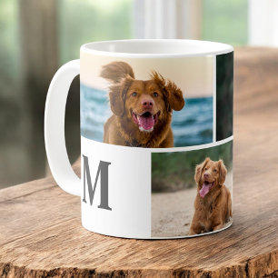 Hund älskare Anpassningsbar Photo Collage Pet Mono Kaffemugg