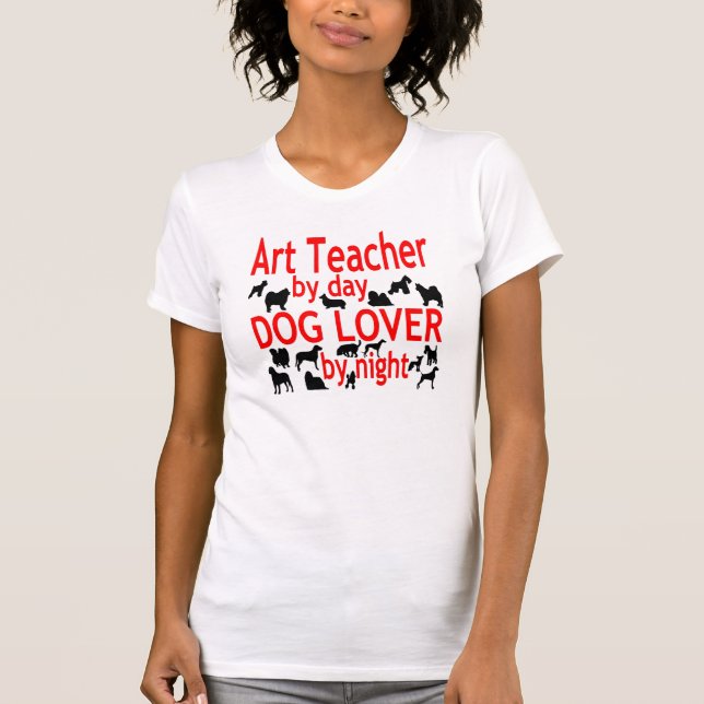 Hund älskare Art Teacher i Red Tee Shirt (Framsida)