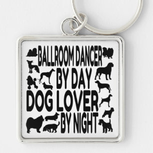 Hund älskare Ballroom Dancer Fyrkantig Silverfärgad Nyckelring