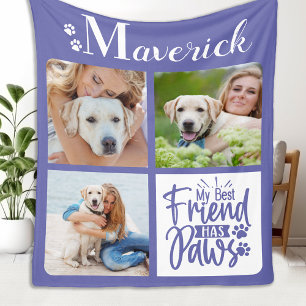 Hund älskare bästa vän har Tassar 3 Pet-foto Fleecefilt