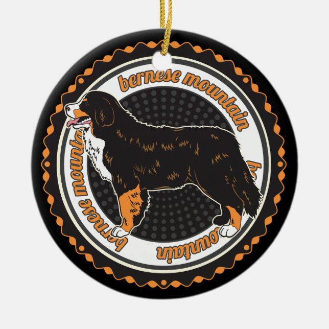Hund älskare Bernese Mountain Hund Julgransprydnad Keramik (Framsidan)