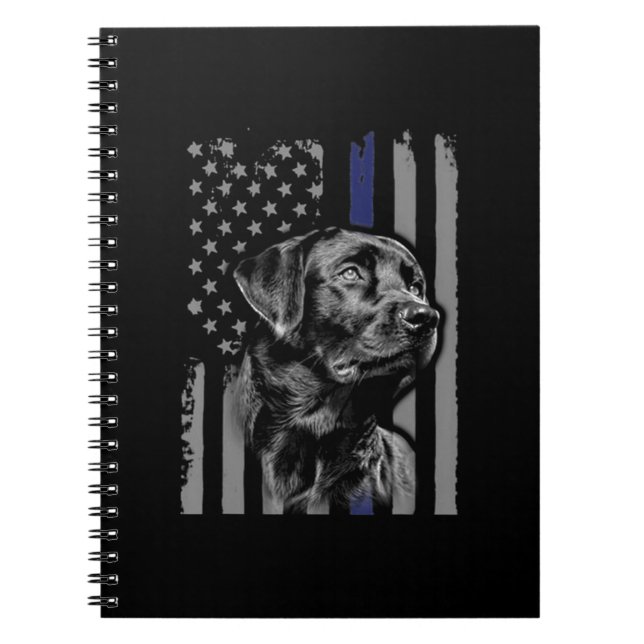 Hund älskare | Black Labrador American Flagga Thin Anteckningsbok (Framsidan)