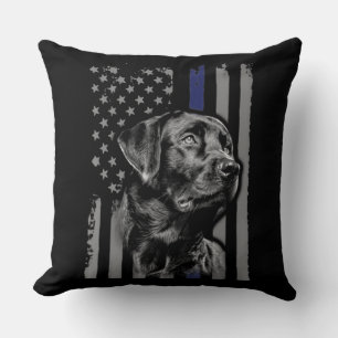 Hund älskare Black Labrador American Flagga Thin Kudde