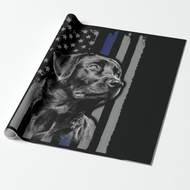 Hund älskare | Black Labrador American Flagga Thin Presentpapper (Utrullad)