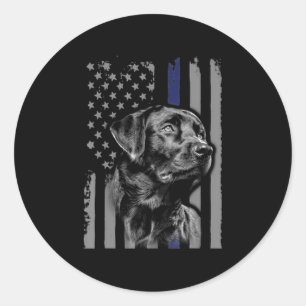 Hund älskare Black Labrador American Flagga Thin Runt Klistermärke