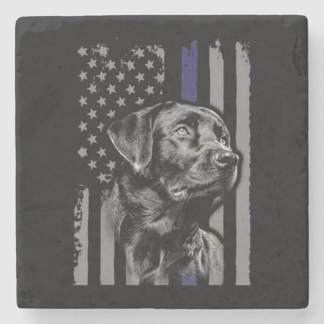 Hund älskare | Black Labrador American Flagga Thin Stenunderlägg (Framsidan)