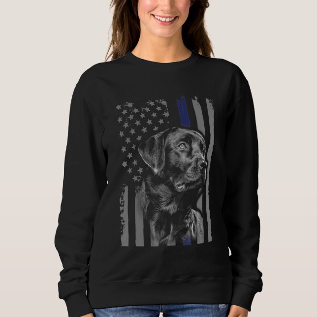 hund älskare | Black Labrador American Flagga Thin T Shirt (Framsida)