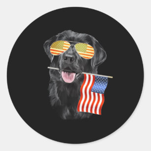 Hund älskare  Black Labrador Förenta staterna Flag Runt Klistermärke