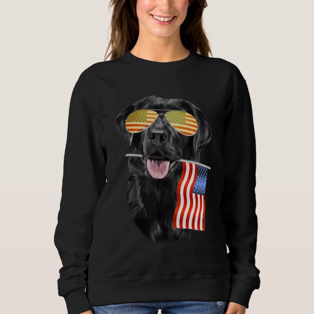 Hund älskare| Black Labrador Förenta staterna Flag T Shirt (Framsida)