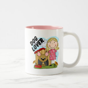 Hund älskare Blond Girl T-shirts and Gifts Två-Tonad Mugg
