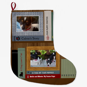 Hund älskare Bokar på en hylla Stor Julstrumpa