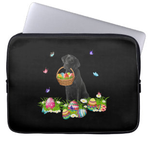 Hund älskare  Bunny Black Labrador Hund och Påskäg Laptop Fodral