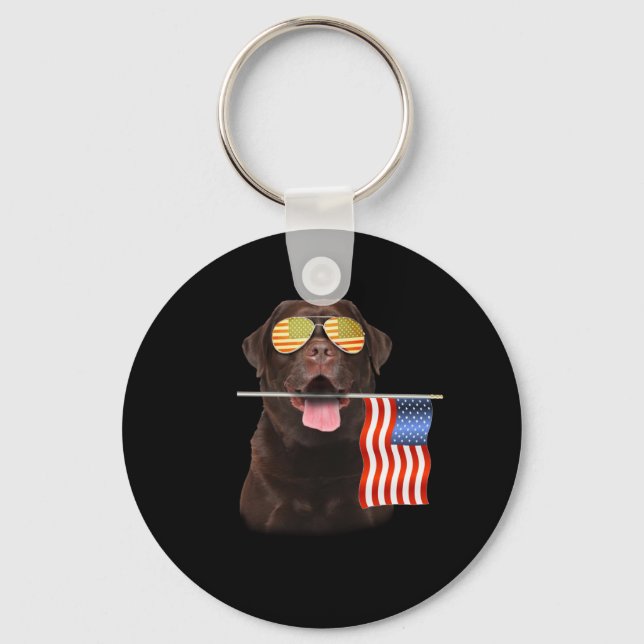Hund älskare | Chocolate Labrador Förenta staterna Nyckelring (Framsida)