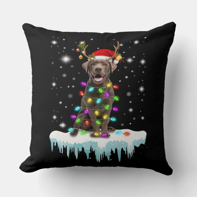 Hund älskare | Chocolate Labrador - Julljus Kudde (Framsida)