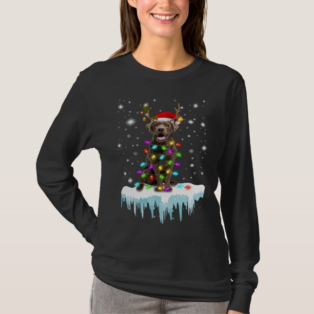 Hund älskare | Chocolate Labrador - Julljus T Shirt (Framsida)