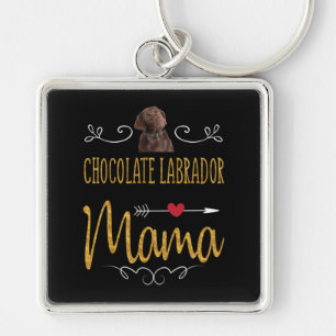 Hund älskare   Chocolate Labrador Mamma Fyrkantig Silverfärgad Nyckelring