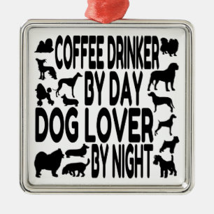 Hund älskare Coffee Drinker Julgransprydnad Metall