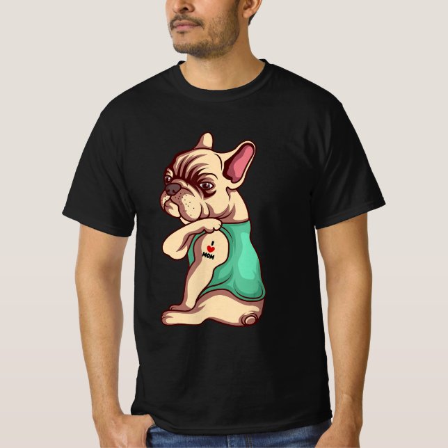 Hund älskare | Coola Fransk Bulldog I Kärlek Mamma T Shirt (Framsida)