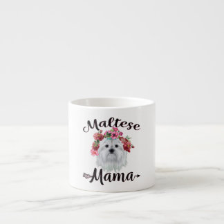Hund älskare | Cute Maltese Mamma Hund Flowers Blo Espressomugg
