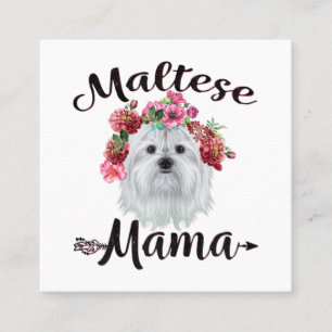 Hund älskare Cute Maltese Mamma Hund Flowers Blo Fyrkantigt Visitkort