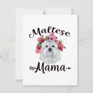 Hund älskare Cute Maltese Mamma Hund Flowers Blo Tack Kort