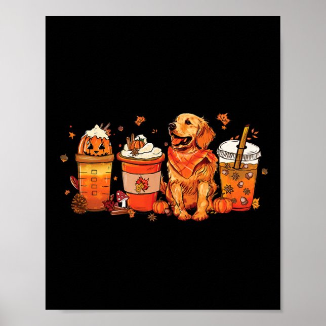 Hund älskare Fall Coffee Pumpkin Spice Latte Iced  Poster (Framsidan)