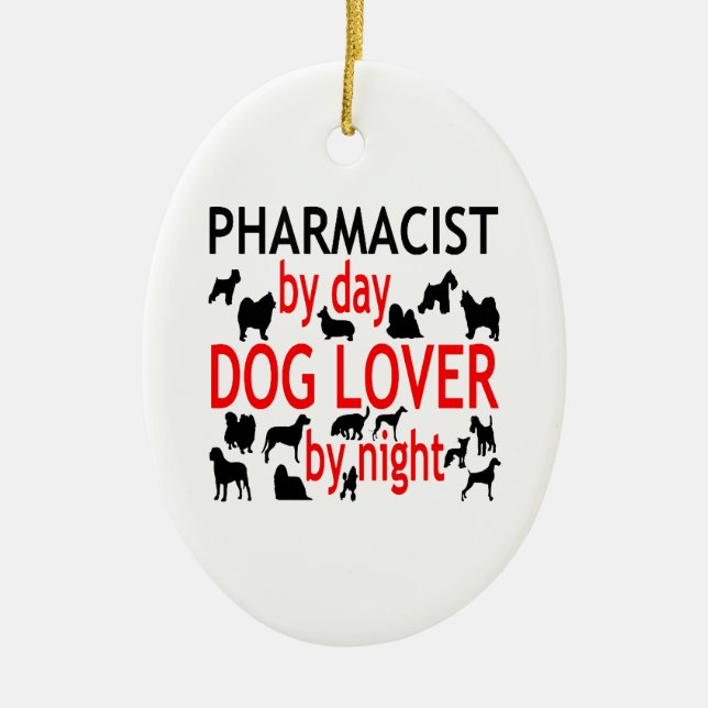 Hund älskare farmaceut i Röda Julgransprydnad Keramik (Framsidan)