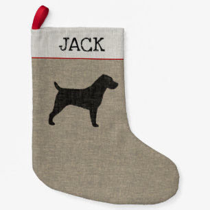 Hund älskare för Silhouette för jackRussell Liten Julstrumpa