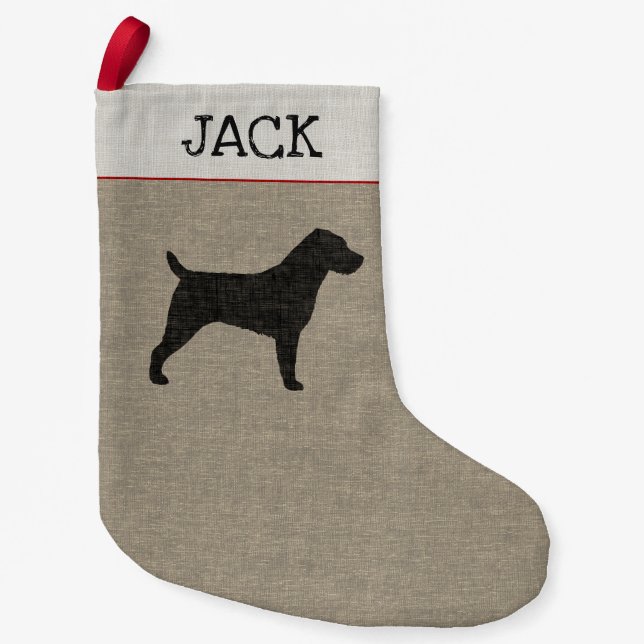 Hund älskare för Silhouette | för jackRussell Liten Julstrumpa (Framsidan)