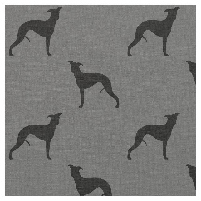 Hund älskare för Whippet Silhouettesmönster | grå Tyg (Närbild)