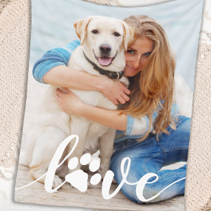 Hund älskare-foto för Personlig Paw-utskrift i Kär Fleecefilt