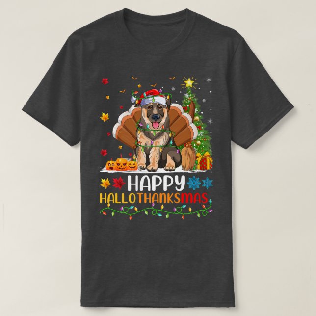 Hund älskare Funny Lycklig German Shepherd Hund He T Shirt (Design framsida)