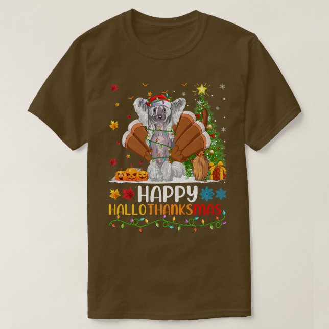 Hund älskare Funny Lycklig kinesisk brottad Hund H T Shirt (Design framsida)