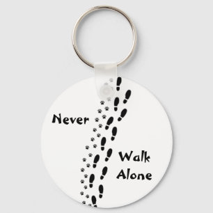 Hund älskare går aldrig ensamma Pawprint Keychai Nyckelring