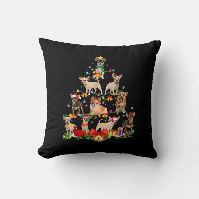 Hund älskare ger Chihuahua Träd julljus Kudde (Framsida)