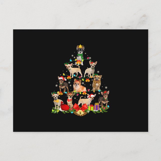 hund älskare ger Chihuahua Träd julljus Vykort (Framsida)