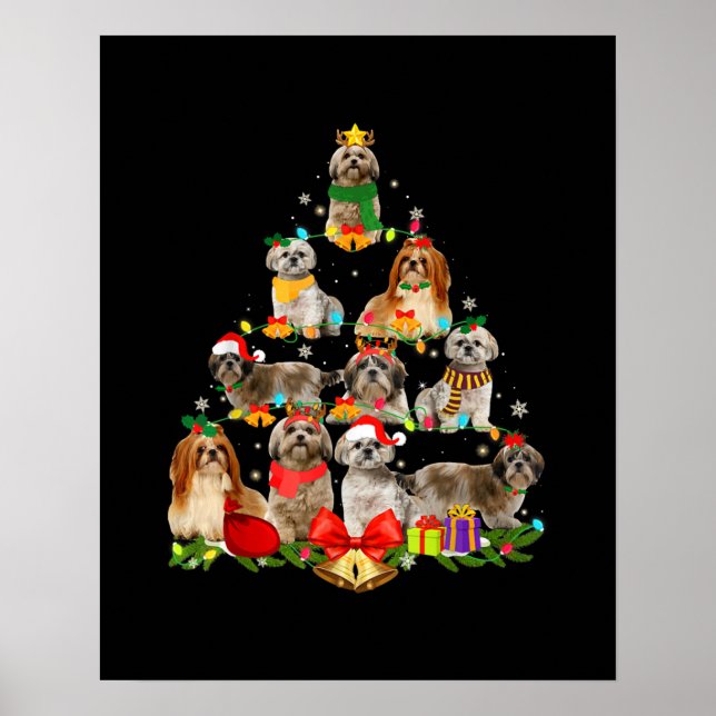 hund älskare ger skavt tzu träd christmas-ljus poster (Framsidan)