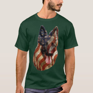 Hund älskare Gift Patriotic American Flagga German T Shirt