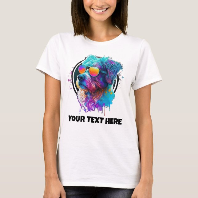 Hund älskare Glass Stil Coola Hund T Shirt (Framsida)
