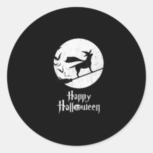 Hund älskare Happy halloween Lab Witch Riding Br Runt Klistermärke