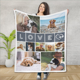 Hund älskare Heart Kärlek Photo Collage Fleecefilt