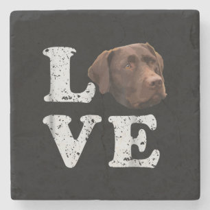 Hund älskare I Kärlek Chocolate Labrador Retriev Stenunderlägg