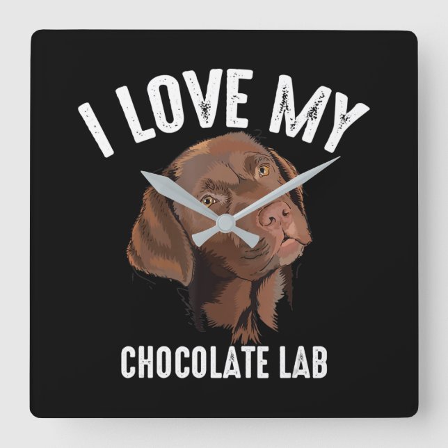 Hund älskare | I Kärlek My Chocolate Lab Fyrkantig Klocka (Framsida)